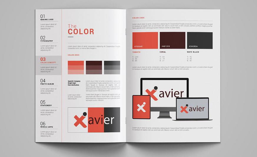 簡約科技風格品牌畫冊設計模板，單橙+灰色配色
