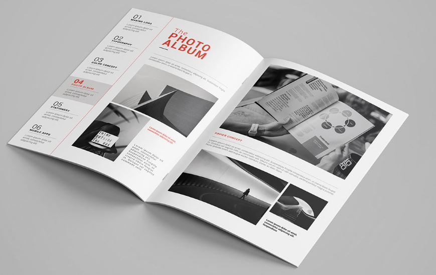 簡約科技風格品牌畫冊設計模板，單橙+灰色配色