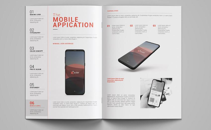 簡約科技風格品牌畫冊設計模板，單橙+灰色配色