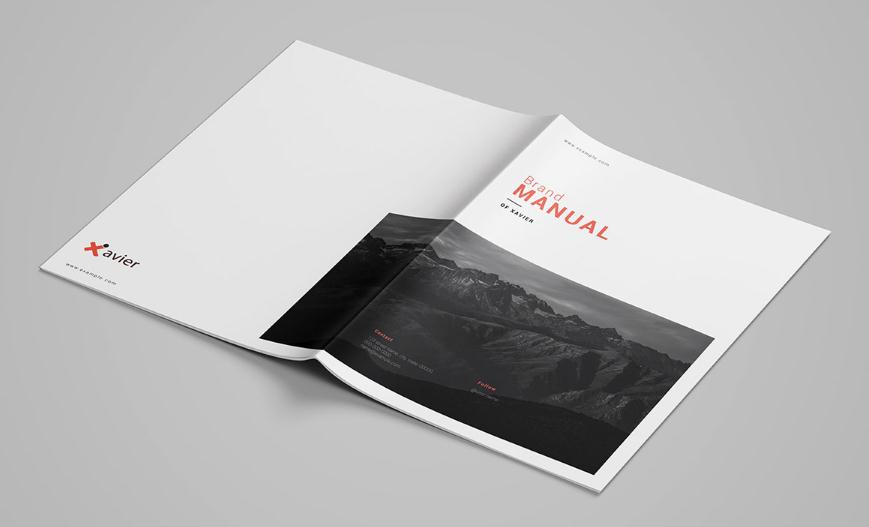 簡約科技風格品牌畫冊設計模板，單橙+灰色配色