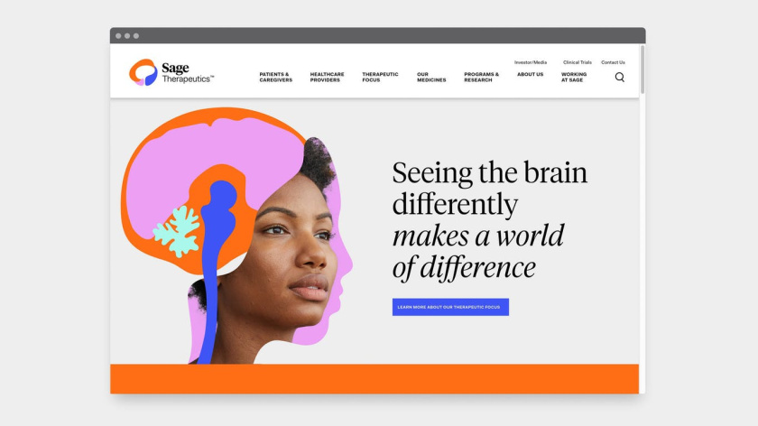 Sage 產后抑郁癥與腦部精神疾病醫藥品牌全案策劃設計，傳達積極樂觀形象
