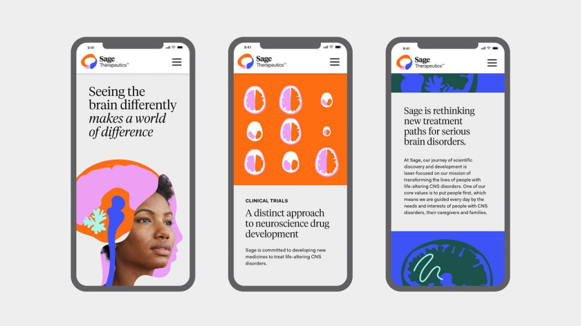 Sage 產后抑郁癥與腦部精神疾病醫藥品牌全案策劃設計，傳達積極樂觀形象