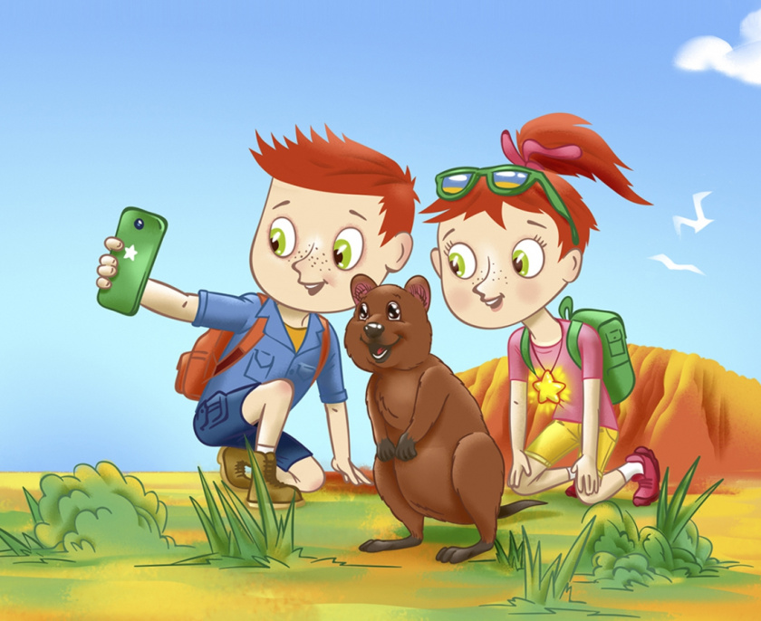 Ukhtyshek兒童休閑食品包裝設計，一起探索世界的男孩女孩插畫設計