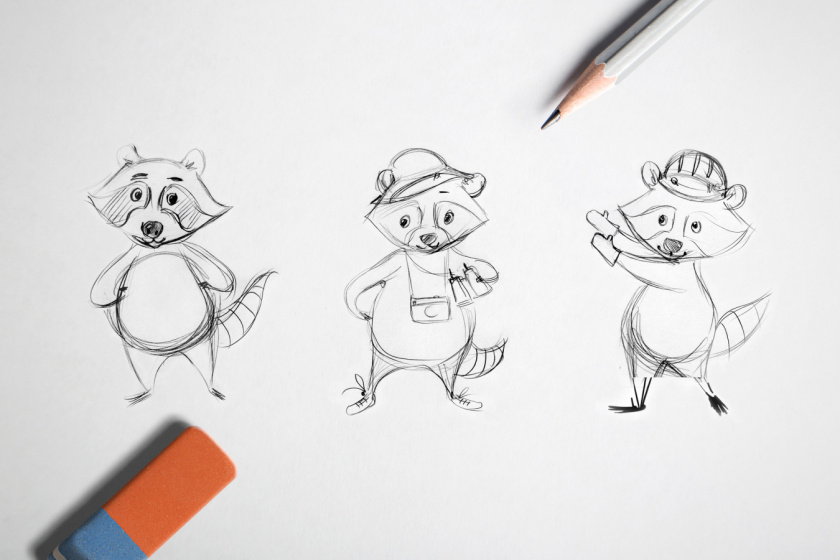 Znayka兒童食品品牌包裝設計，歡快的浣熊Yasha吉祥物設計