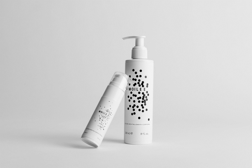 Moilee 化妝護膚品品牌命名與包裝設計，描繪皮膚細胞分子視圖