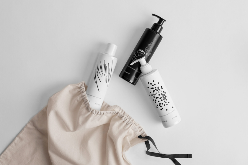 Moilee 化妝護膚品品牌命名與包裝設計，描繪皮膚細胞分子視圖