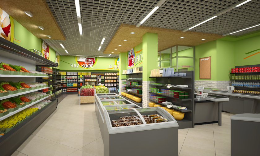 CHITA 食品店c超市商業空間設計，清新綠色風格