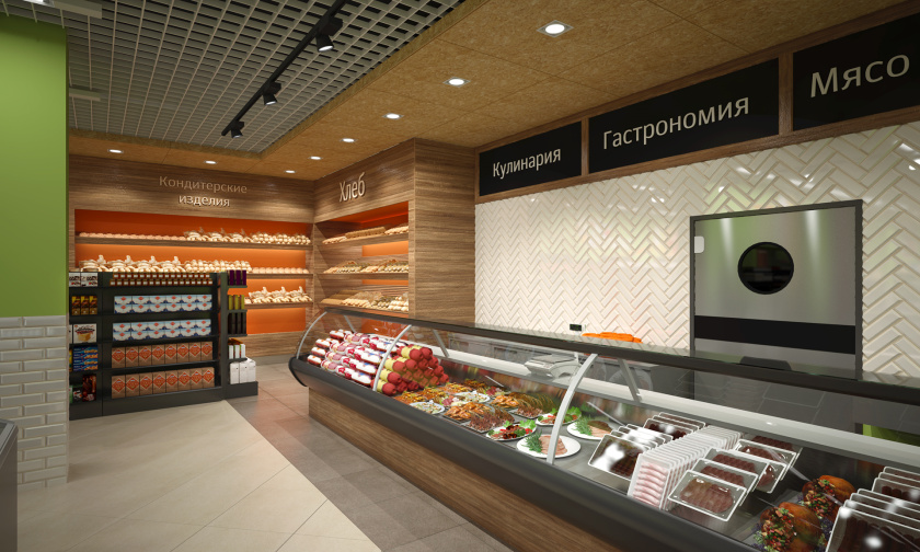 CHITA 食品店c超市商業空間設計，清新綠色風格