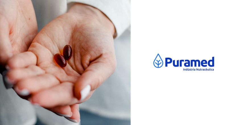 Puramed食品營養補充劑制造企業公司logo設計vi設計，相互嵌套六邊形輔助圖形設計