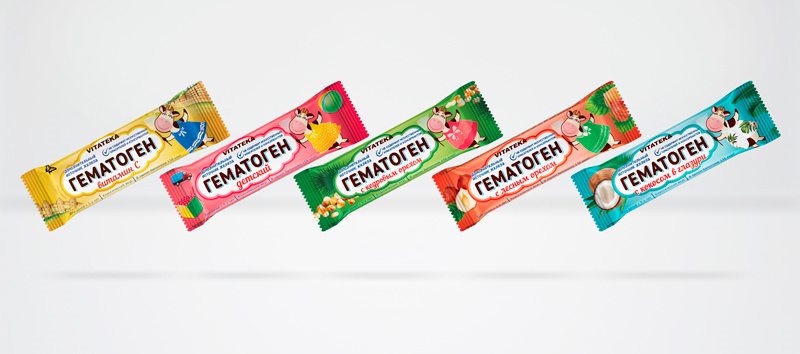 HEMATOGENUM 牛奶糖巧克力包裝設(shè)計(jì)，擬人化奶牛插畫(huà)設(shè)計(jì)