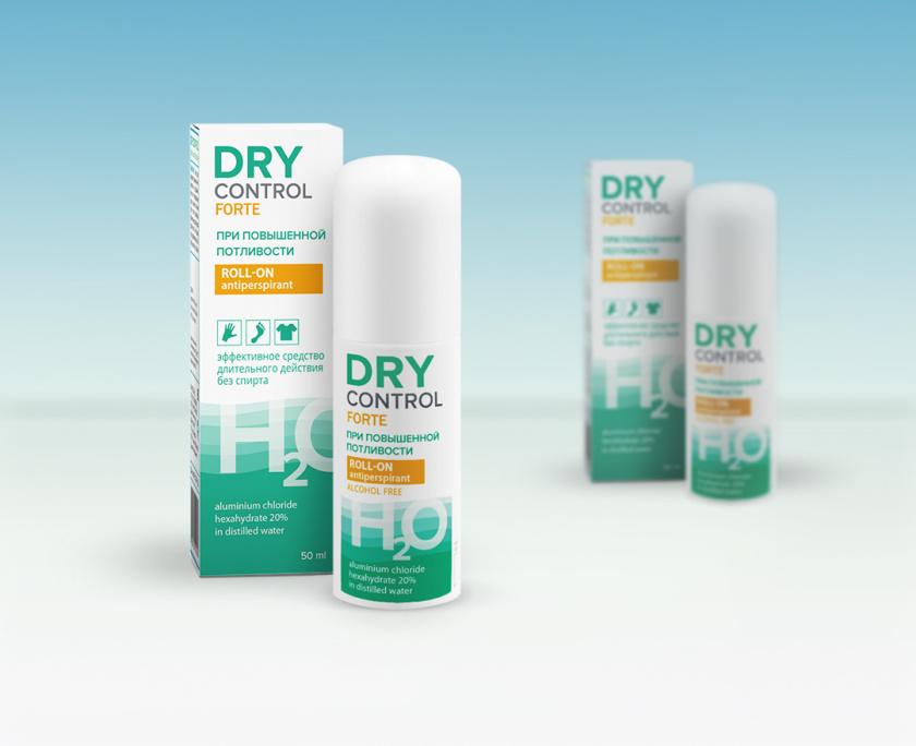 DRY CONTROL 干控止汗劑包裝設計，偏藥品包裝風格