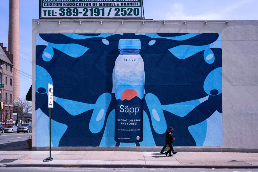 S?pp薩普純天然樺樹瓶裝飲用水包裝設計，分層漸變色塊設計