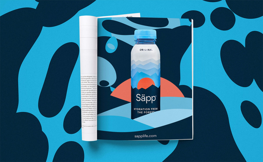 S?pp薩普純天然樺樹瓶裝飲用水包裝設計，分層漸變色塊設計