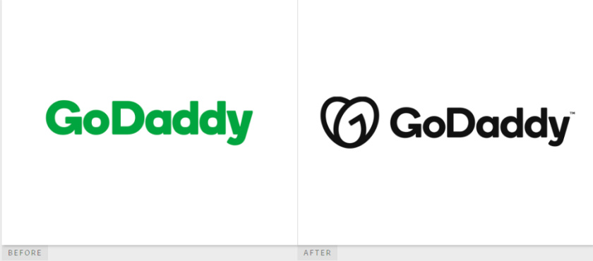 GoDaddy 域名注冊商和網站空間托管公司心形logo設計vi設計