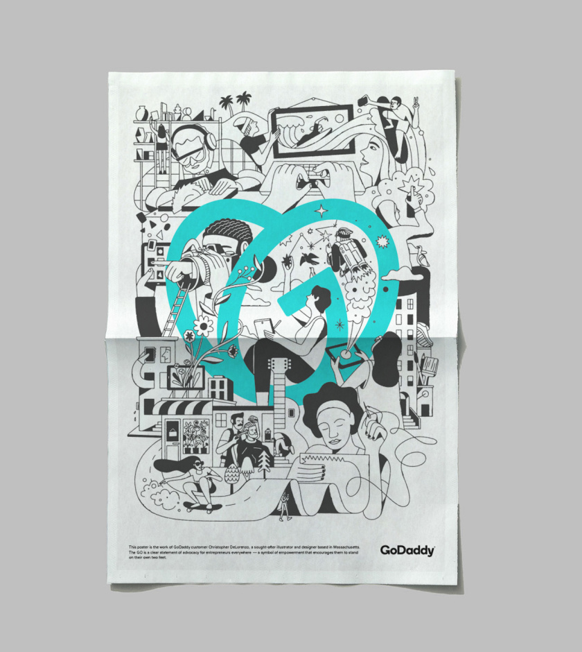 GoDaddy 域名注冊商和網站空間托管公司心形logo設計vi設計