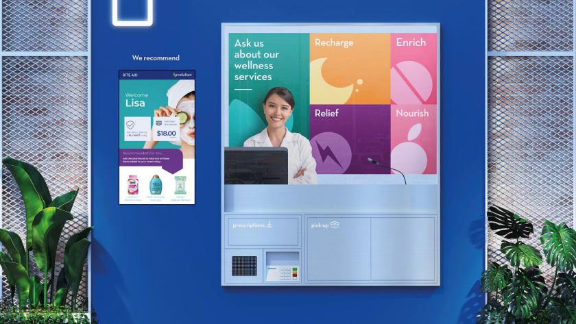 Rite Aid 藥房藥店盾牌徽章logo設計、品牌形象及店鋪設計