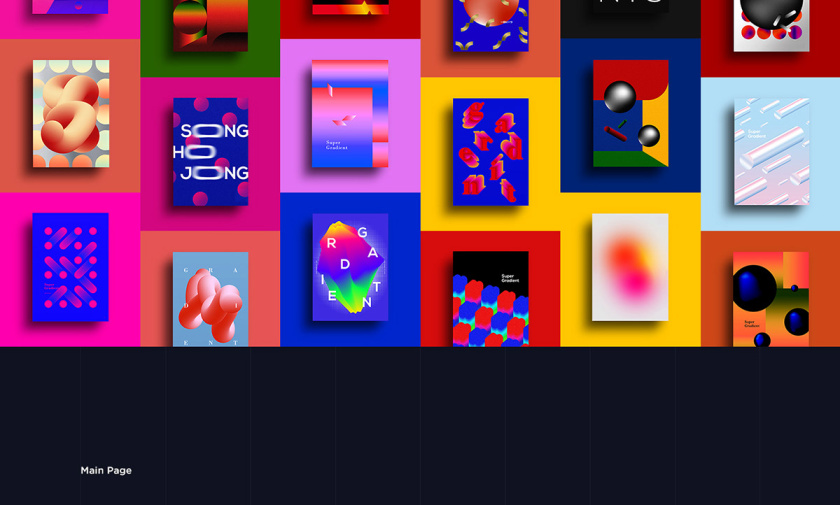 Super Gradient 超梯度品牌網站概念設計，超明亮炫酷漸變色設計
