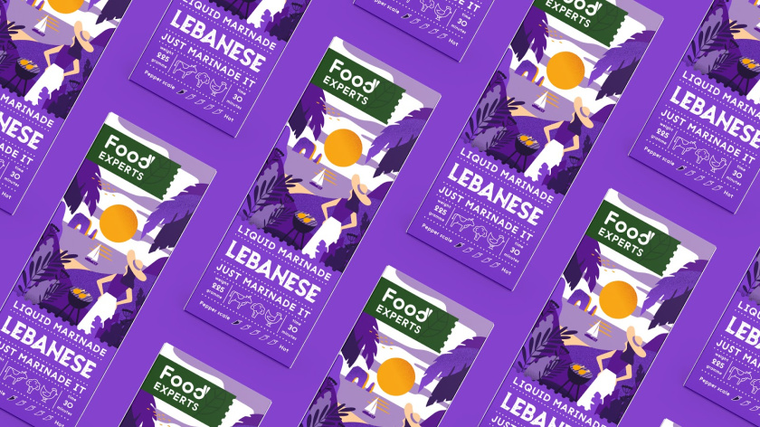 液體腌料調味品食品包裝設計，色彩鮮艷的女孩戶外燒烤插畫設計