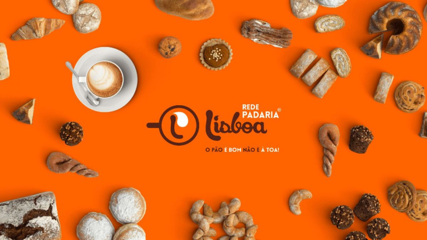 Rede Padaria咖啡面包連鎖店品牌形象設計logo設計，飛濺的咖啡形象