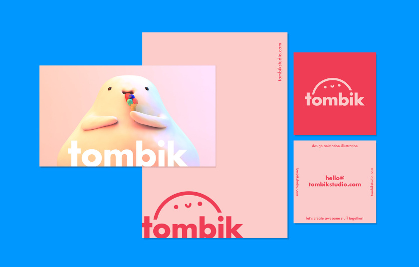 Tombik Studio創意工作室/自我品牌形象設計logo設計，卡通人偶面部形象