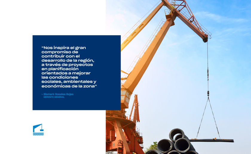 Jennefer國際港口品牌vi形象設計logo設計，大型起吊機元素與沉穩活力藍色配色