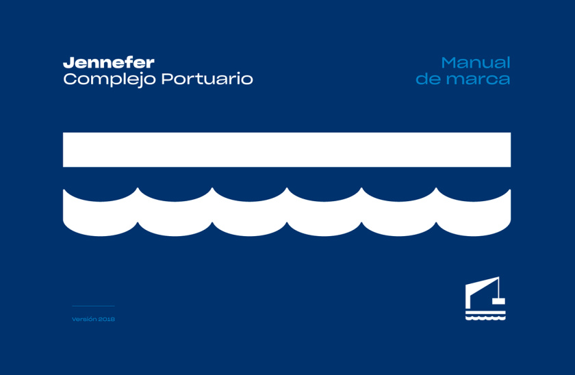 Jennefer國際港口品牌vi形象設計logo設計，大型起吊機元素與沉穩活力藍色配色-輔助圖形設計