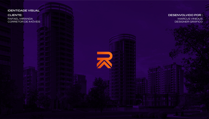 Rafael Miranda 房地產經紀公司logo設計vi設計，字母R+房子組成