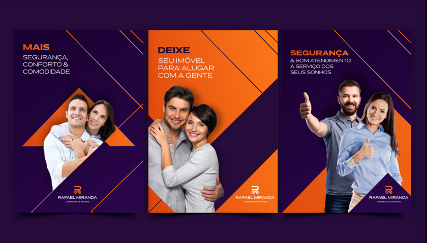 Rafael Miranda 房地產經紀公司logo設計vi設計，字母R+房子組成