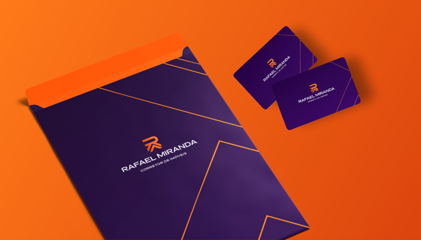 Rafael Miranda 房地產經紀公司logo設計vi設計，字母R+房子組成