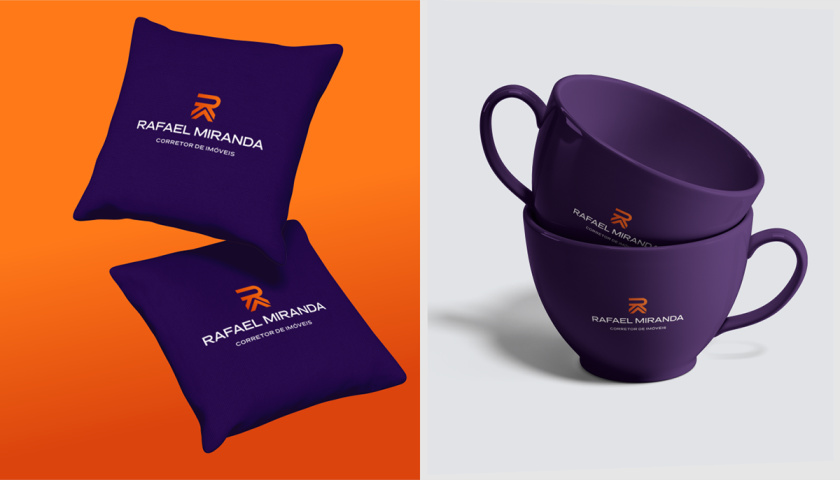 Rafael Miranda 房地產經紀公司logo設計vi設計，字母R+房子組成