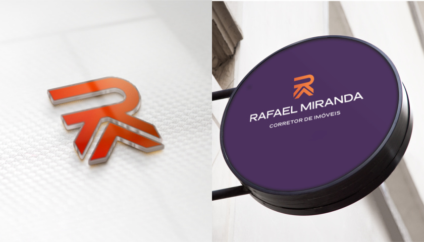 Rafael Miranda 房地產經紀公司logo設計vi設計，字母R+房子組成