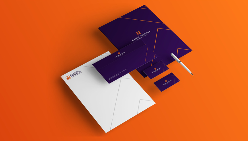 Rafael Miranda 房地產經紀公司logo設計vi設計，字母R+房子組成