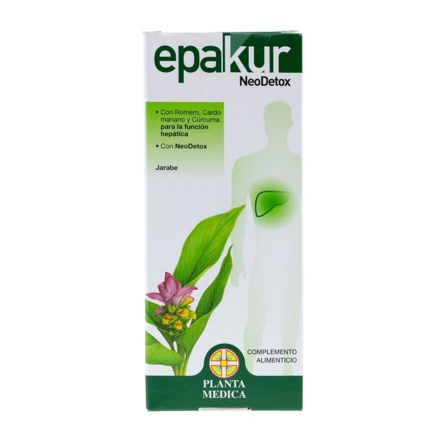 Epakur 肝功能清潔糖漿藥品包裝設計，手繪水彩草本植物插畫與人體風格