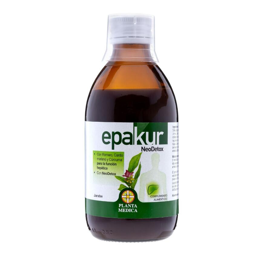 Epakur 肝功能清潔糖漿藥品包裝設計，手繪水彩草本植物插畫與人體風格