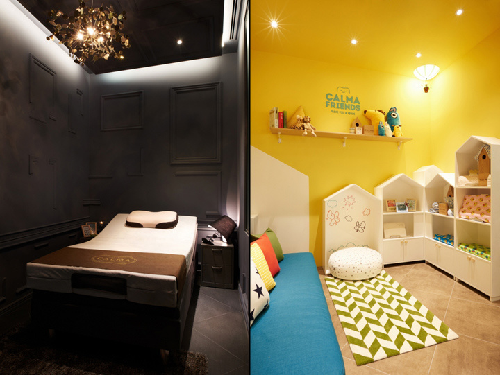 M4 CALMA床墊床上用品品牌體驗店鋪空間設計，整體黑暗色風格