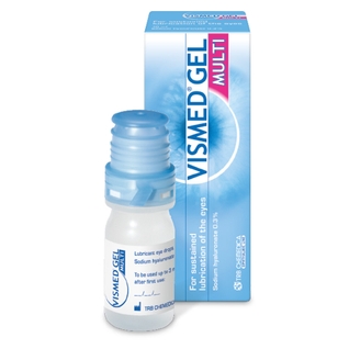 VISMED 干眼癥眼藥水包裝設計，突出眼球的水彩風格包裝