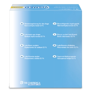 VISMED 干眼癥眼藥水包裝設計，突出眼球的水彩風格包裝