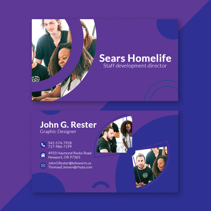 Business Card 帶團隊照片的名片設計