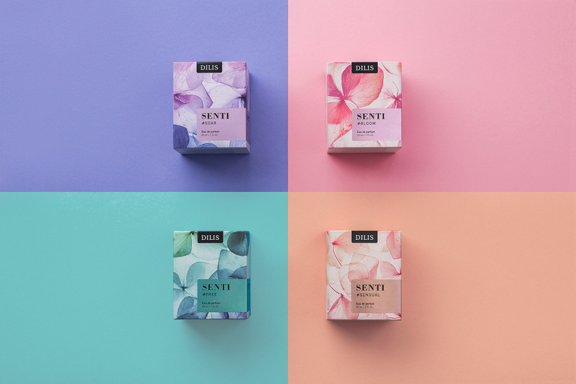 Dilis化妝品包裝設計——花朵花瓣的特寫鏡頭