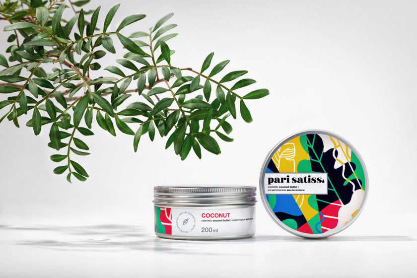 Pari Satiss天然化妝品包裝設計，天然有機植物抽象插畫圖案