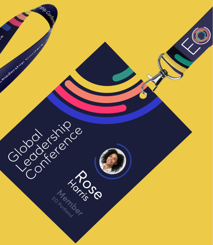 EO企業家組織協會機構logo設計與品牌視覺形象vi設計，動態風格多層圓形線條