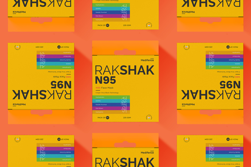 N95口罩明亮的彩色零售包裝設計