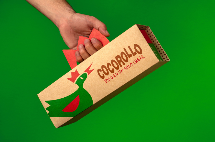 Cocorollo 雞蛋糕糕點包裝設計，一只可愛的雞插畫