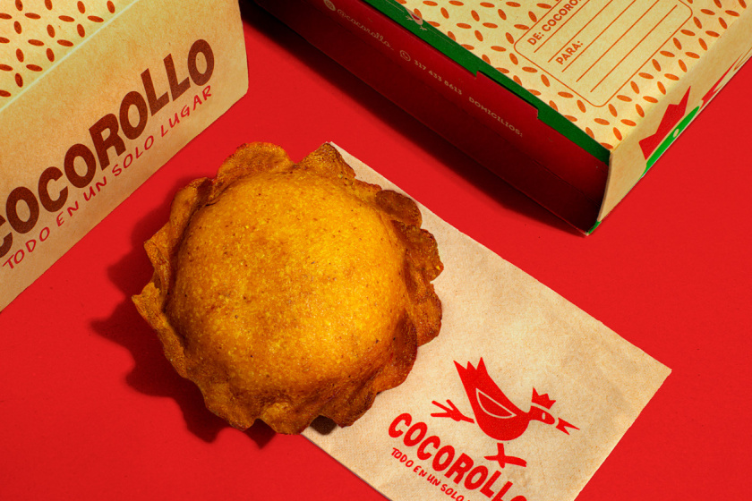 Cocorollo 雞蛋糕糕點包裝設計，一只可愛的雞插畫