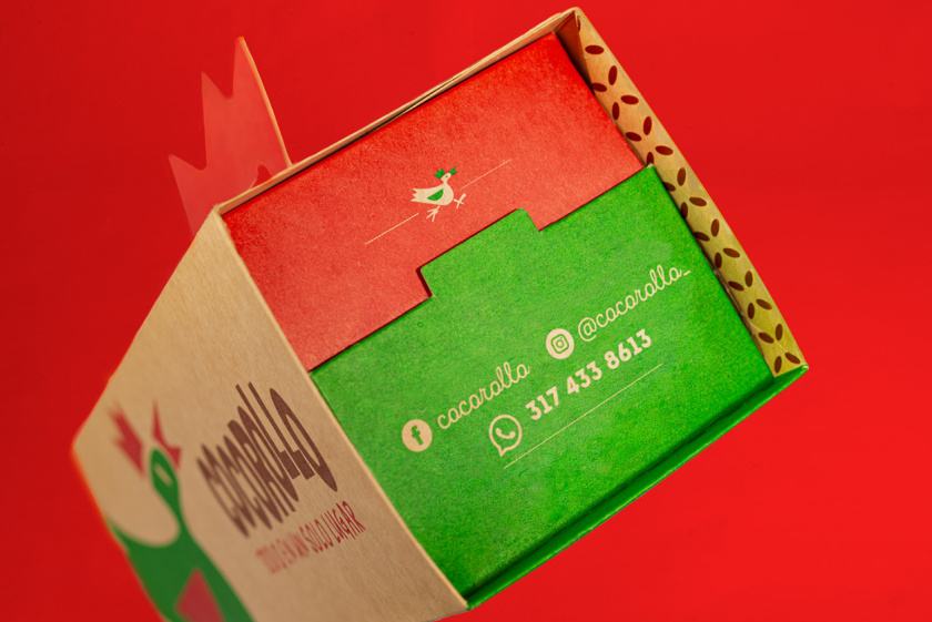 Cocorollo 雞蛋糕糕點包裝設計，一只可愛的雞插畫