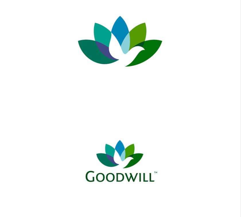 Goodwill 糧食面粉企業品牌logo設計與品牌形象識別設計，小鳥與花朵結合元素