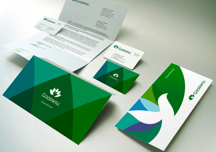 Goodwill 糧食面粉企業品牌logo設計與品牌形象識別設計，小鳥與花朵結合元素