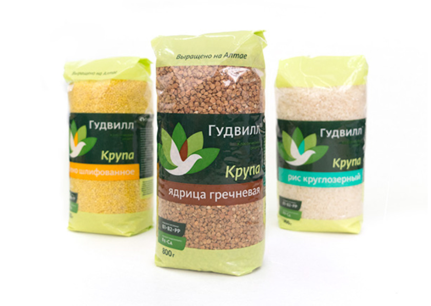 Goodwill 糧食面粉企業品牌logo設計與品牌形象識別設計包裝設計，小鳥與花朵結合元素