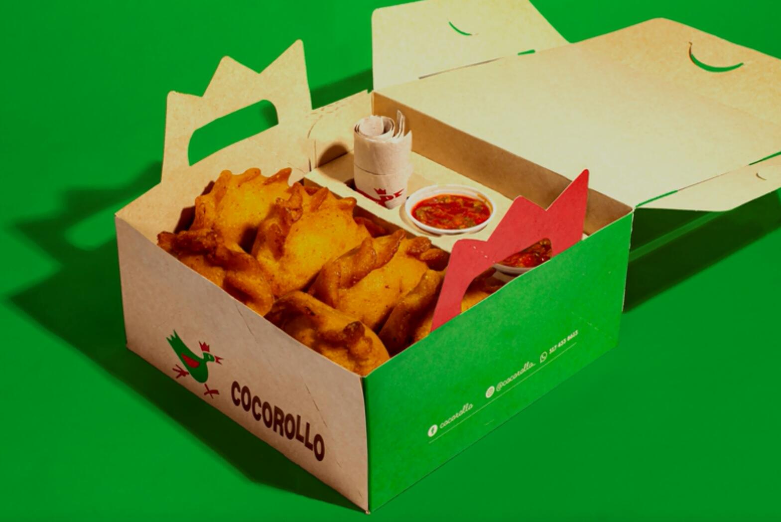 Cocorollo 雞蛋糕糕點包裝設計，一只可愛的雞插畫