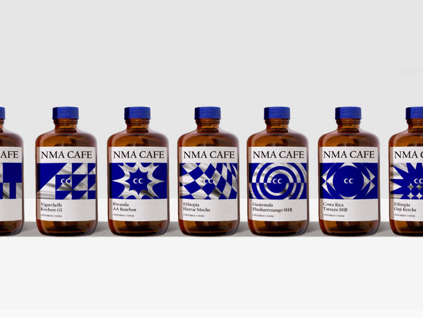NMA CAFE 咖啡包裝設計“單色幾何元素”風格